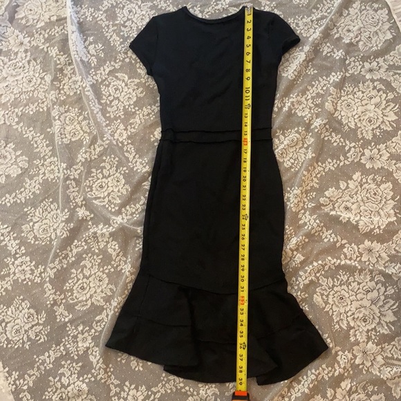 NEW ZARA Black knit Bandage dress wiggle mermaid flare Small RIBBED BODYCON - Picture 7 of 13